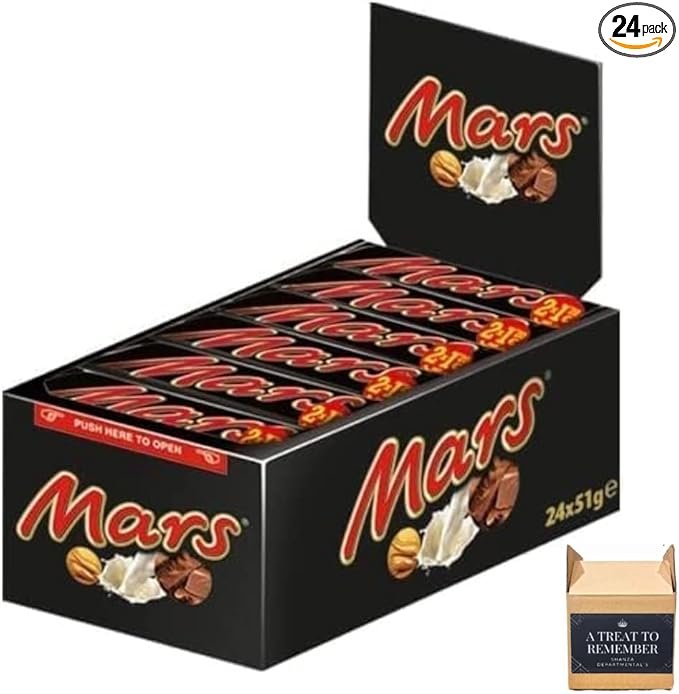 Mars Chocolate Bars Milk Chocolate Bulk Gift Treat Office Box 51g Pack Of 24 Bars